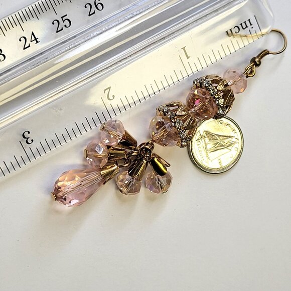 Pink Crystal Tiered Chandelier Earrings - Picture 9 of 10